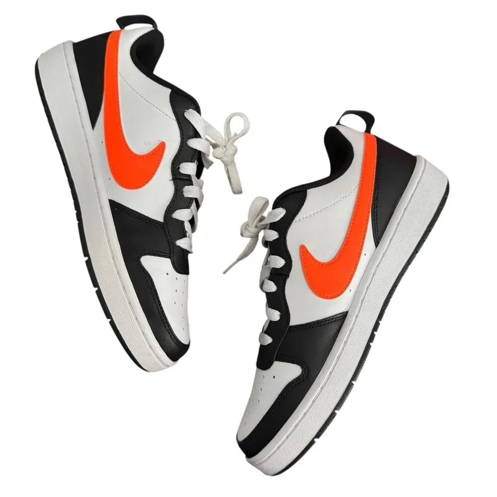 Nike Court Borough Low 2 Shoes Boys Size 6Y White Black Orange BQ5448-115
